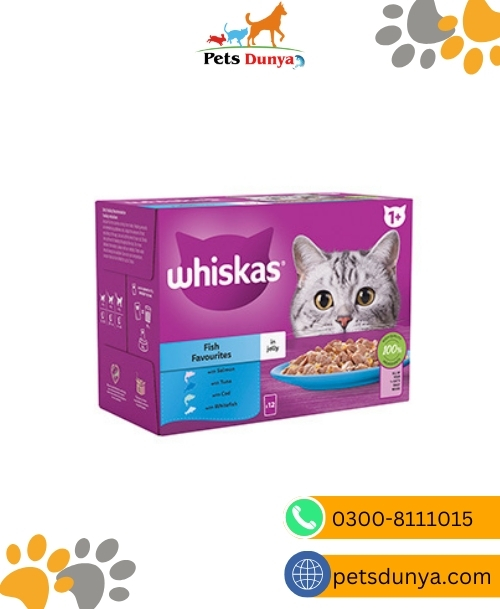 WHISKAS Fish Favorite in Jelly 1+ Adult Wet Cat Food Pouches 12 x 85g