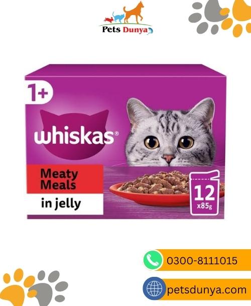 WHISKAS Meaty Meals in Jelly 1+ Adult Wet Cat Food Pouches 12 x 85g