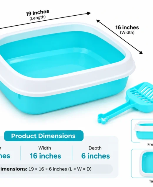 Cat Litter Tray With Scoop – High Quality Plastic