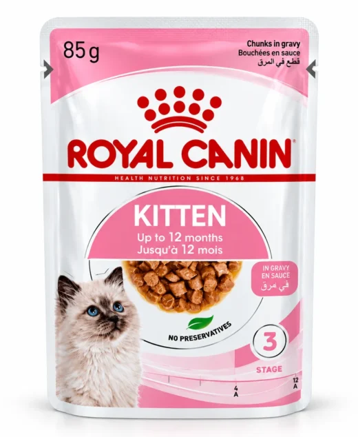 Royal Canin Kitten wet cat food chunks in gravy 85g pouch