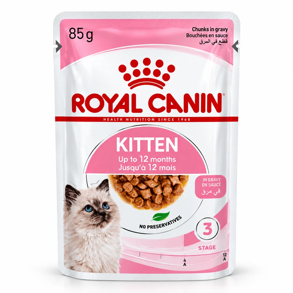 Royal Canin Kitten wet cat food chunks in gravy 85g pouch