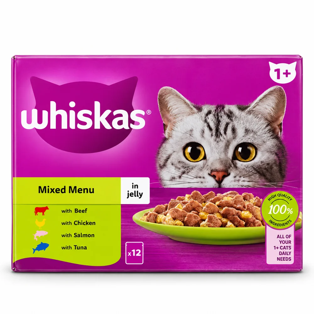 Whiskas Mixed Menu in Jelly adult cat food 12 pouch pack