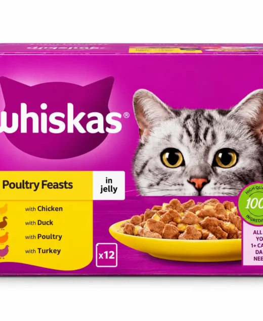 Whiskas Poultry Feasts in Jelly adult cat food 12-pouch multipack