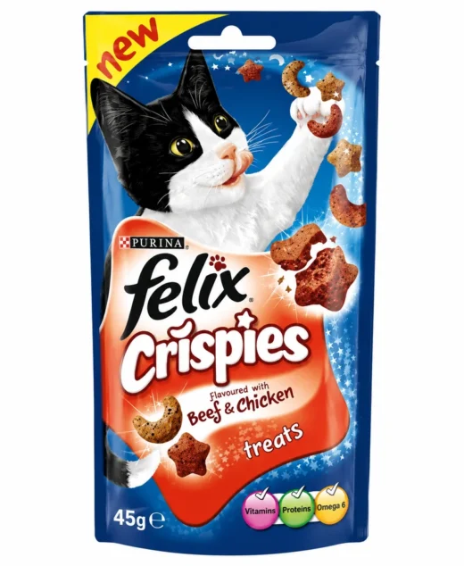 Felix Crispies Beef & Chicken Cat Treats 45g