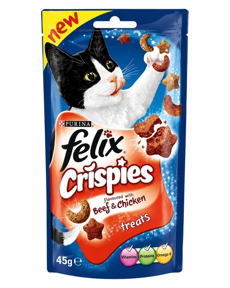 Felix Crispies Beef & Chicken Cat Treats 45g