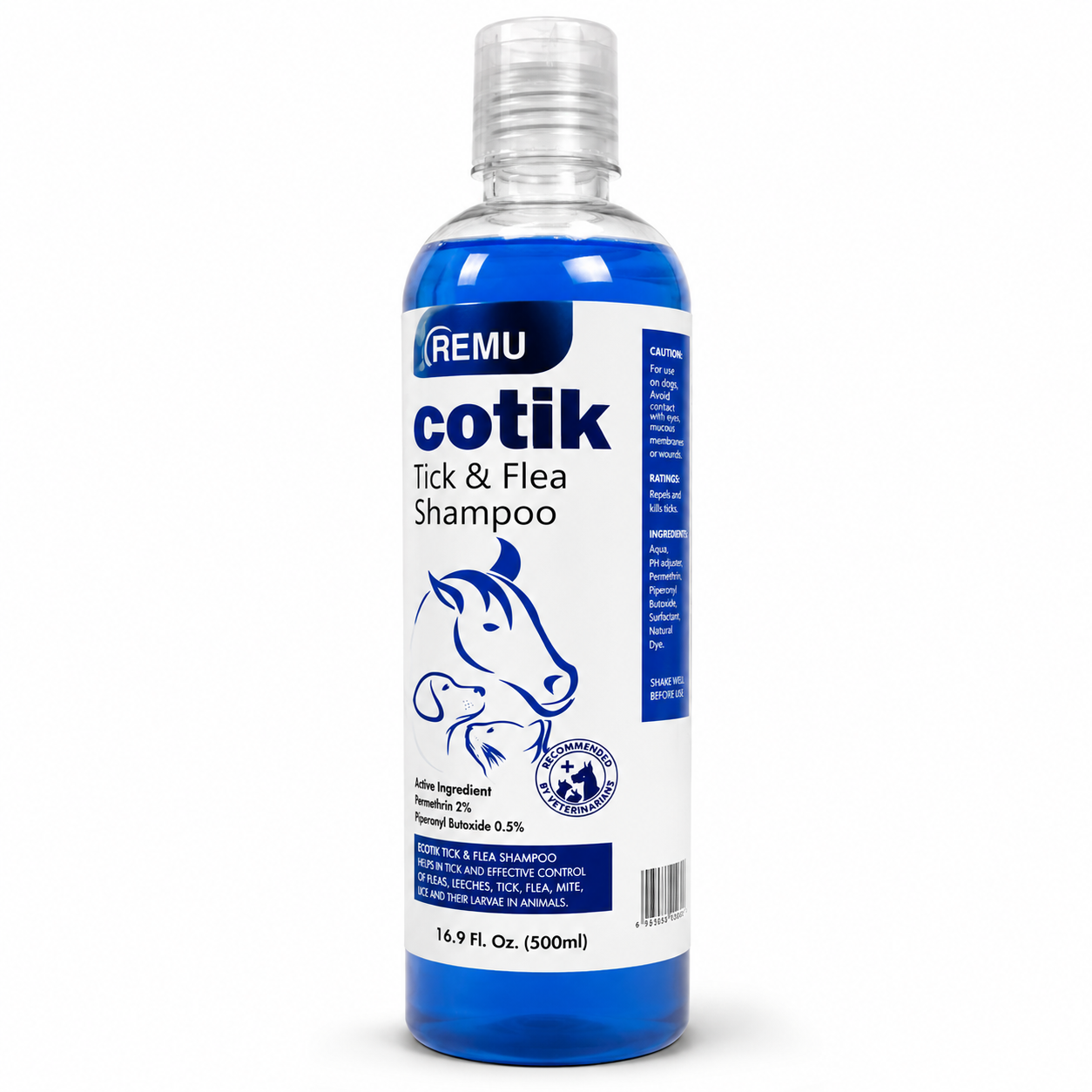 REMU Ecotik Tick & Flea Shampoo 500ml for Dogs and Cats - PetsDunya Pakistan