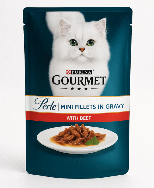Gourmet Perle Wet Cat Food Mini Fillets in Gravy Mini Fille Cat treat