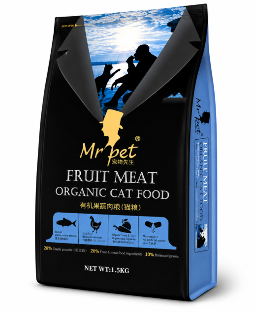 Mr Pet Fruit Meat Organic Cat Food 1.5kg Premium Dry Cat Food for Adult Cats | PetsDunya