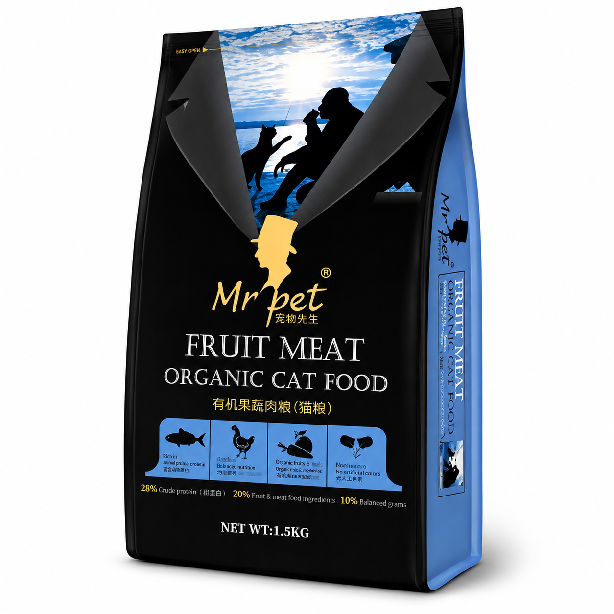 Mr Pet Fruit Meat Organic Cat Food 1.5kg Premium Dry Cat Food for Adult Cats | PetsDunya