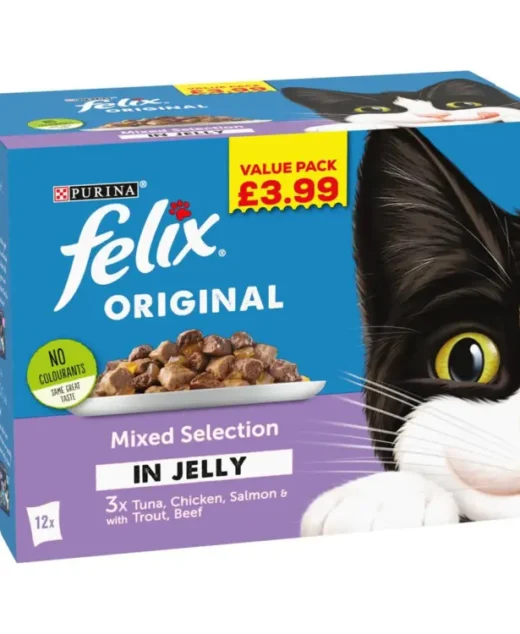 Felix Cat Food Original Mixed Selection in Jelly 12 Sachets x 100g (1.2kg)