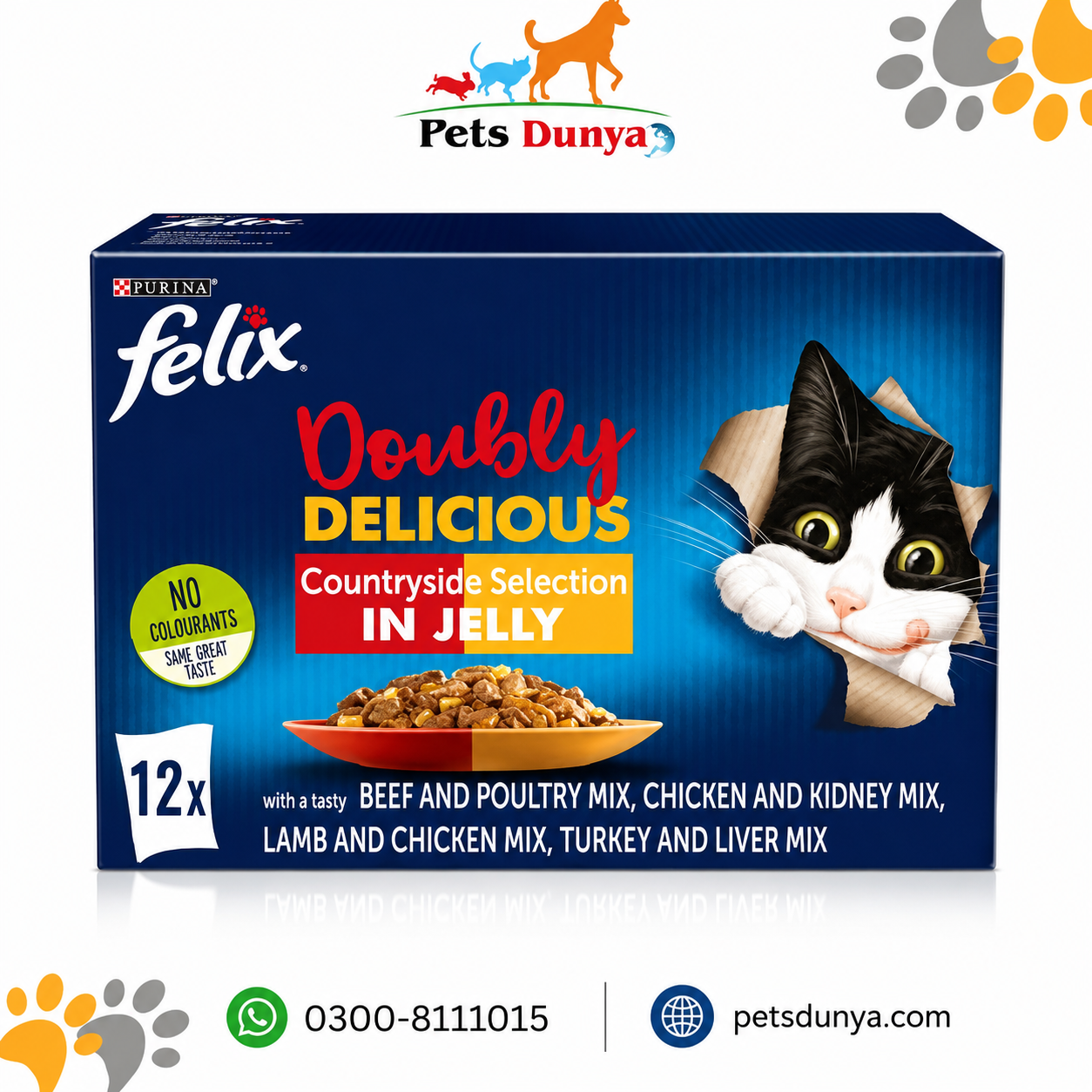 Felix Doubly Delicious Countryside Selection in Jelly 12 Pack Wet Cat Food - PetsDunya Pakistan
