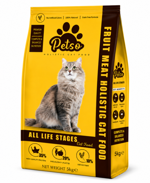 Petso Fruit Meat Holistic Cat Food 5kg Premium Dry Cat Food Bag for All Life Stages – PetsDunya