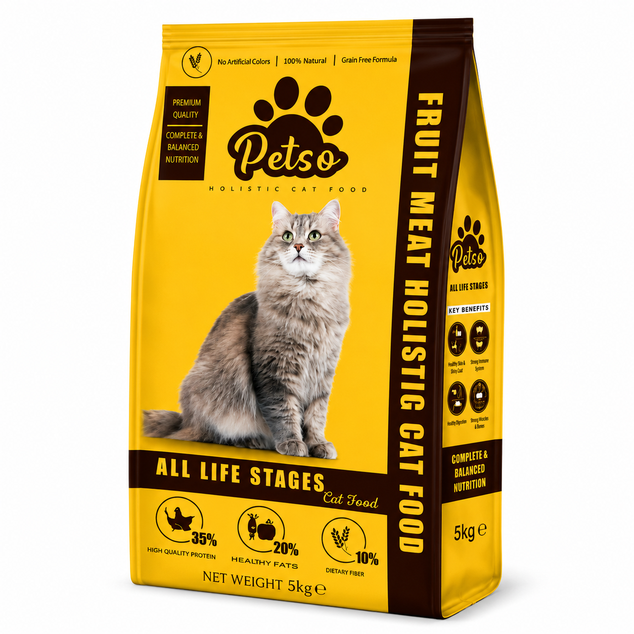 Petso Fruit Meat Holistic Cat Food 5kg Premium Dry Cat Food Bag for All Life Stages – PetsDunya