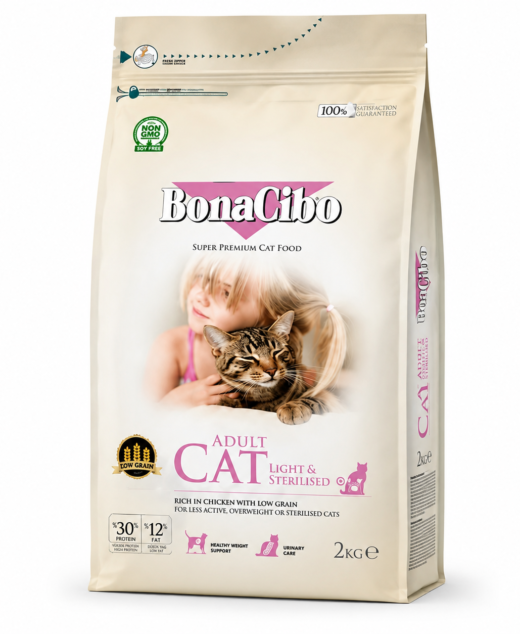 Bonacibo Adult Cat Light & Sterilized Chicken 2kg Super Premium Dry Cat Food | PetsDunya