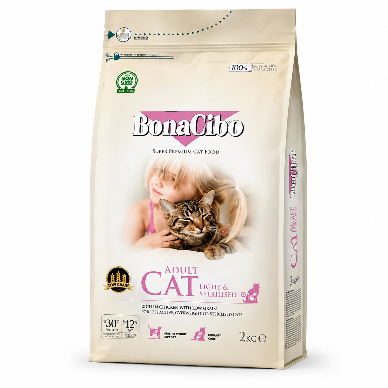 Bonacibo Adult Cat Light & Sterilized Chicken 2kg Super Premium Dry Cat Food | PetsDunya