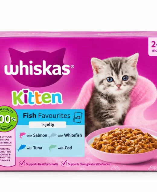 Whiskas Kitten Fish Favourites in Jelly – 12 Pouches (2–12 Months)