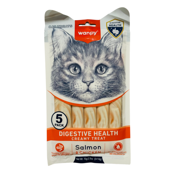 Wanpy Digestive Health Creamy Treats With Chicken & Salmon Flavor - 70g