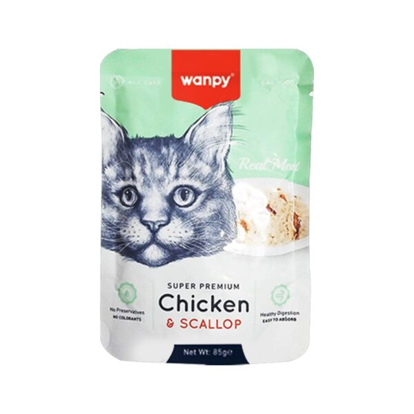 Wanpy Adult Cat Real Meat Chicken & scallop 85 g Pouch