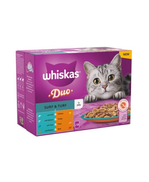 WHISKAS Duo Surf & Turf in Jelly Adult Wet Cat Food Pouch12x85g