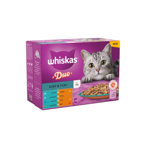 WHISKAS Duo Surf & Turf in Jelly Adult Wet Cat Food Pouch12x85g