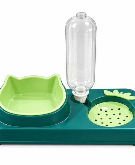 3-in-1 Cat Feeding Station with Food Bowl and Water Dispenser