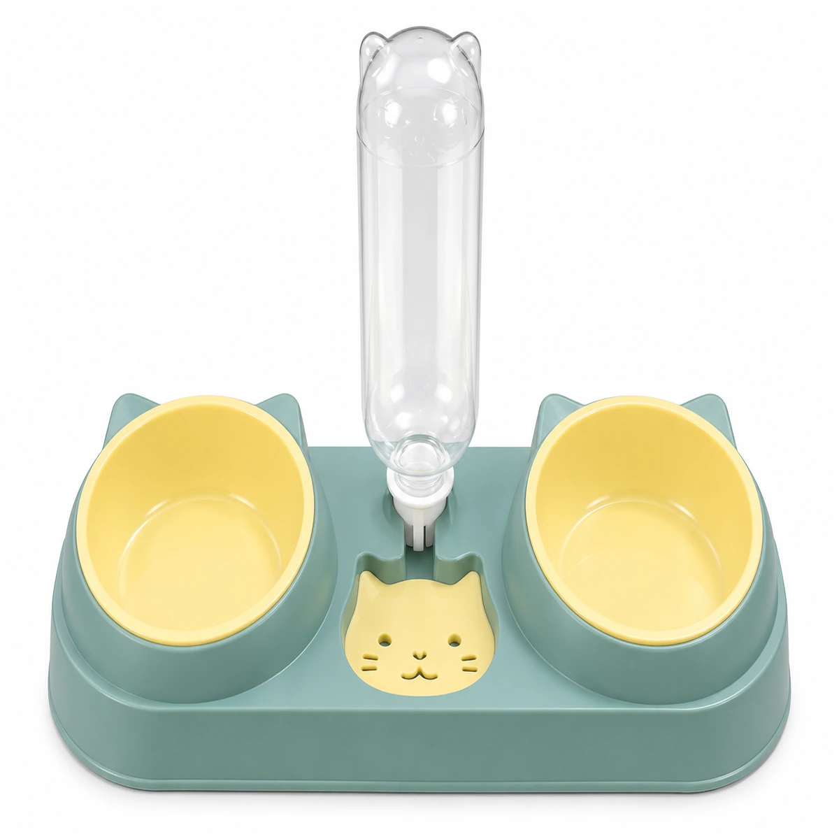 3-in-1 Cat Feeding Station with Double Bowls and Water Dispenser