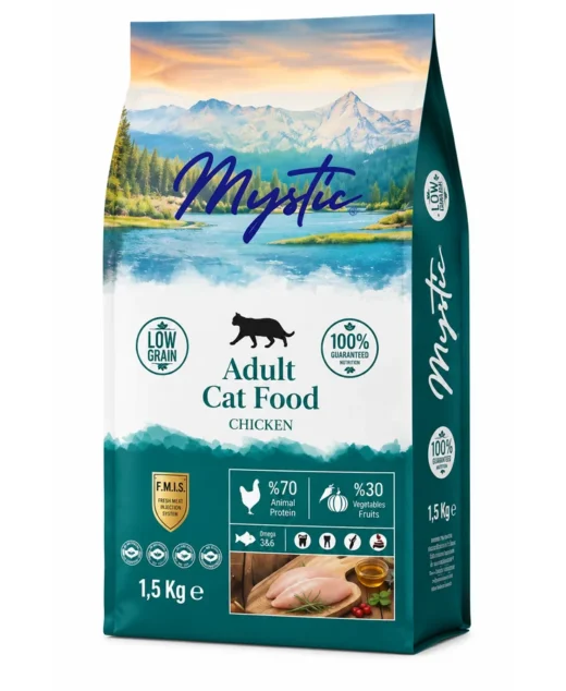 Mystic Adult Cat Food Chicken 1.5kg – Low Grain Cat Food