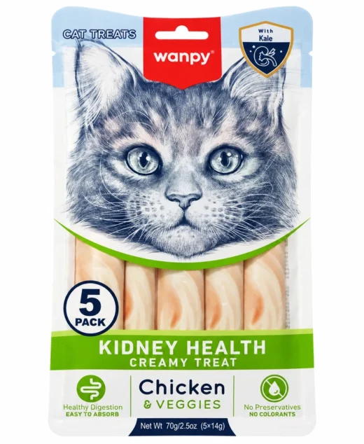 Wanpy Kidney Care Creamy Treat for Adult Cats – Chicken & Veggies 70g
