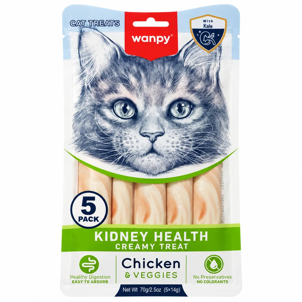 Wanpy Kidney Care Creamy Treat for Adult Cats – Chicken & Veggies 70g