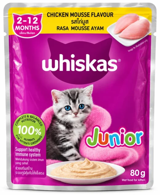 Whiskas Junior Chicken Mousse Wet Cat Food 80g